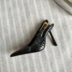 LEE SLINGBACK PUMPS 105 IN BLACK CROCODILE-EMBOSSED LEATHER