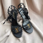 BABYLONE SANDALS 90 IN ALL BLACK LAMBSKIN