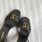 YSL HIGH HEEL 90MM IN BLACK CALFSKIN GOLD HARDWARE