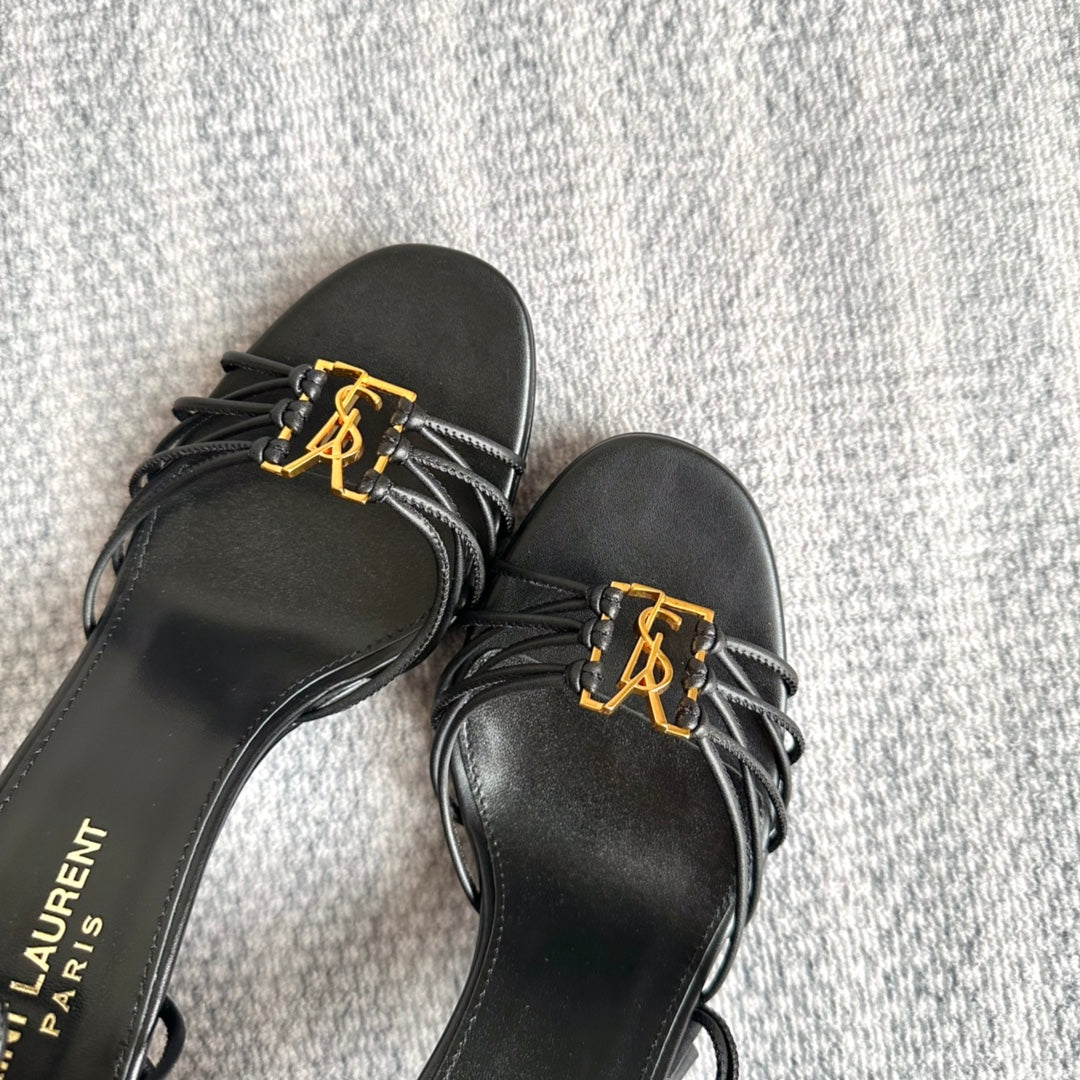 YSL HIGH HEEL 90MM IN BLACK CALFSKIN GOLD HARDWARE