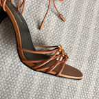 BABYLONE SANDALS 90 IN BLACK TAN LAMBSKIN