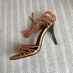BABYLONE SANDALS 90 IN BLACK TAN LAMBSKIN