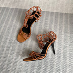 BABYLONE SANDALS 90 IN TAN LAMBSKIN