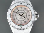 J12 Automatic White Ceramic Diamond Numerals Pink Mop Dial