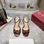 GG SLINGBACK IN BURGUNDY RED CALFSKIN