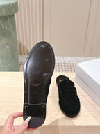 YSL 25S LOAFER MULE IN BLACK SUEDE