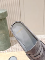 YSL 25S LOAFER MULE IN GRAY SUEDE