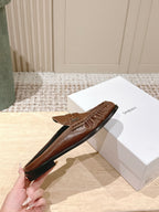 YSL 25S LOAFER MULE IN BROWN CALFSKIN