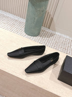 YSL 25S SAINT LAURENT POPPY BALLET FLATS IN BLACK SILK