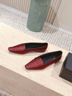 YSL 25S SAINT LAURENT POPPY BALLET FLATS IN  RED SILK
