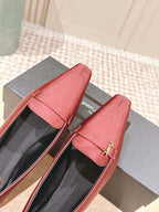 YSL 25S SAINT LAURENT POPPY BALLET FLATS IN  RED SILK