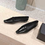 YSL 25S SAINT LAURENT POPPY BALLET FLATS IN BLACK GLOSSY CALFSKIN