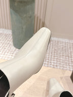 YSL 25S JILL MULES IN IVORY SMOOTH CALFSKIN