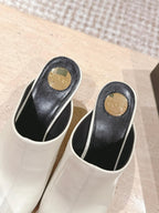YSL 25S JILL MULES IN IVORY SMOOTH CALFSKIN