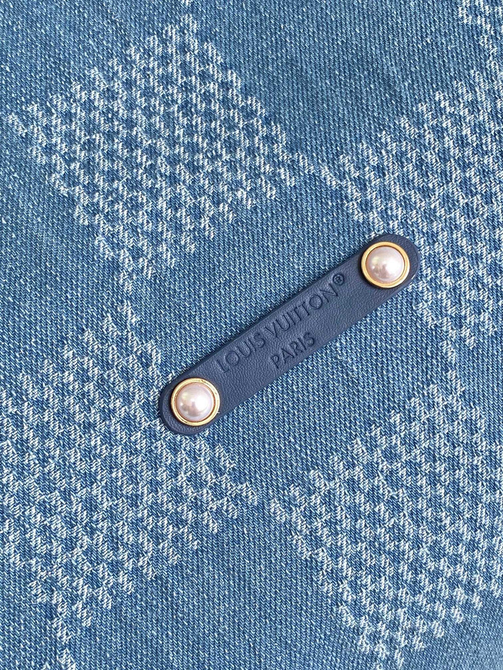 LV Vagabond Hobo 38cm Blue Cotton with 3D Damier Denim GHW