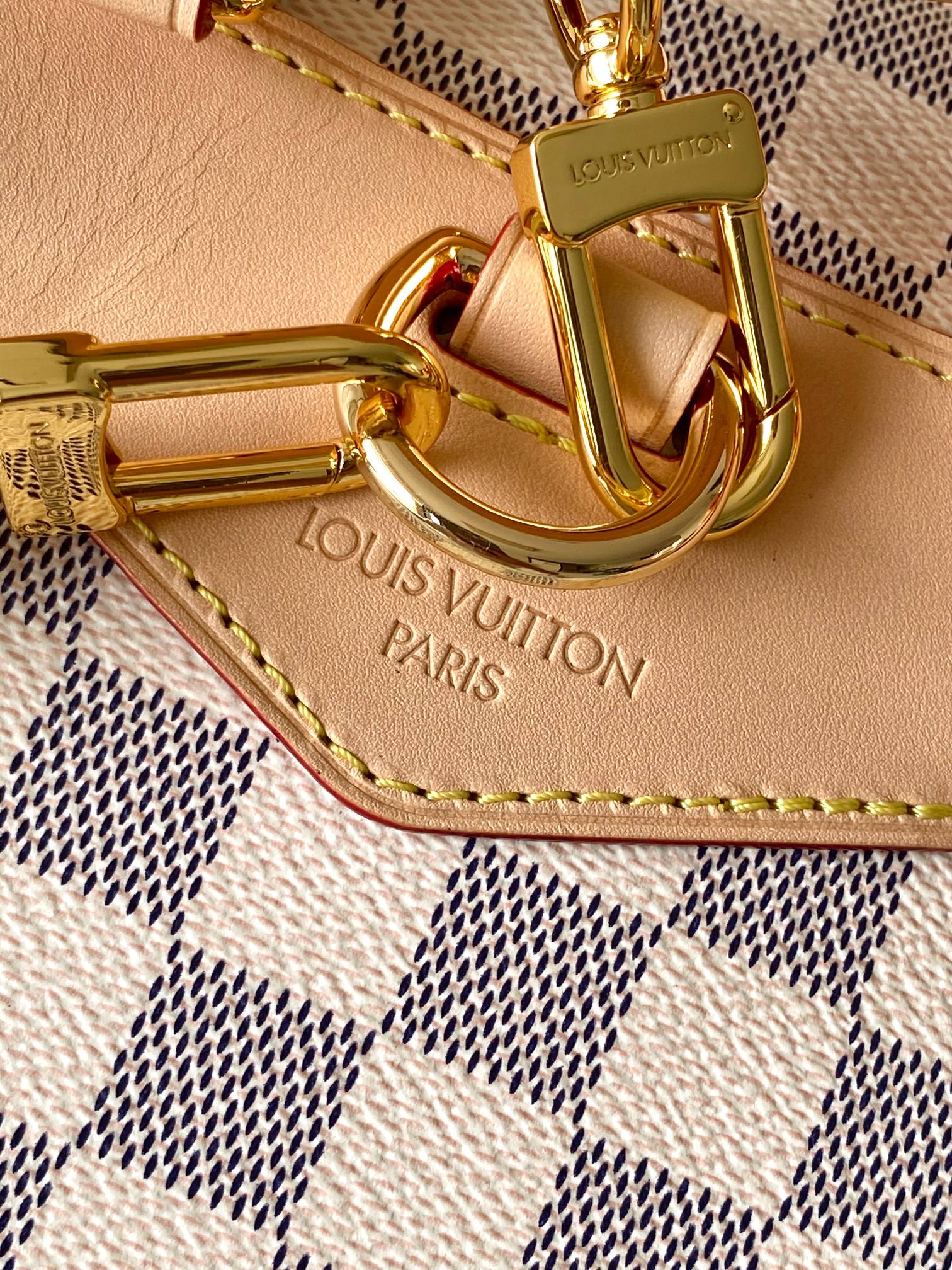 LV Montsouris PM Backpack Beige Damier Azur Pattern Canvas GHW