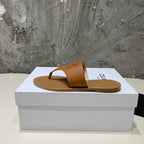 WOMEN TRIOMPHE FLAT THONG IN CALFSKIN DARK BROWN