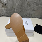 WOMEN TRIOMPHE FLAT THONG IN CALFSKIN DARK BROWN