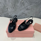 SMALL SQUARE HEAD MARY JANE SANDAL BLACK CALFSKIN