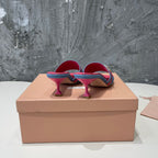 DEEP PINK HIGH HEEL WITH  BLUE STRAPS AND PINK BELT