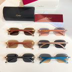 C DE RIMLESS GEOMETRIC FRAME SUNGLASSES 579510 IN METAL AND WOODEN