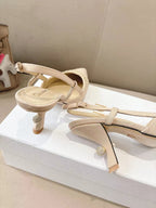 MY DD SLINGBACK PUMP 85MM IN BEIGE DENIM