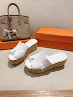 HM 25S HIGH WEDGE SANDALS IN WHITE LAMBSKIN STYLE 34