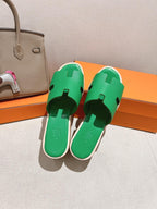 HM 25S HIGH WEDGE SANDALS IN GREEN LAMBSKIN STYLE 25