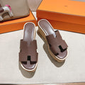 HM 25S HIGH WEDGE SANDALS IN DUSTY ROSE BROWN LAMBSKIN STYLE 19