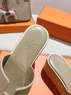 HM 25S HIGH WEDGE SANDALS IN WARM BEIGE LAMBSKIN STYLE 17