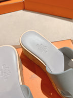 HM 25S HIGH WEDGE SANDALS IN LIGHT GREY LAMBSKIN STYLE 13