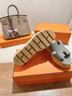 HM 25S HIGH WEDGE SANDALS IN LIGHT GREY LAMBSKIN STYLE 9
