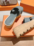 HM 25S HIGH WEDGE SANDALS IN GREY LAMBSKIN STYLE 7