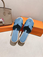 HM 25S HIGH WEDGE SANDALS IN BLUE LAMBSKIN STYLE 10
