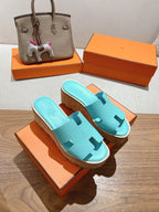 HM 25S HIGH WEDGE SANDALS IN LIGHT MINT BLUE LAMBSKIN STYLE 5