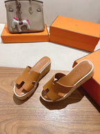 HM 25S HIGH WEDGE SANDALS IN BROWN LAMBSKIN STYLE 6