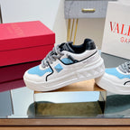 VALENTINO 25S GARAVANI ONE STUD XL PLATFORM SNEAKERS IN WHITE MIX BLUE LAMBSKIN STYLE 6