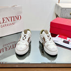 VALENTINO 25S GARAVANI VL7N SNEAKERS IN WHITE MIX BROWN LAMBSKIN
