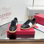 VALENTINO 25S UPVILLAGE SNEAKERS IN BLACK MIX WHITE LAMBSKIN STYLE 1