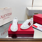 VALENTINO 25S UPVILLAGE SNEAKERS IN WHITE MIX RED LAMBSKIN