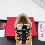 VALENTINO 25S RUNBOOT SNEAKERS IN BROWN MIX BLACK LAMBSKIN