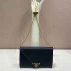 PRA Cross pattern envelope bag black leather 341148
