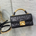 CD Macrocannage Ange Shoulder Bag 20 Black Calfskin