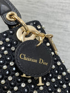 Lady Micro Bag 10cm Black Canvas Diamond Pearl