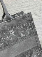 CD Medium Dior Book Tote Scotland’s National Flower Pattern Grey Cotton