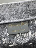 CD Medium Dior Book Tote Scotland’s National Flower Pattern Grey Cotton