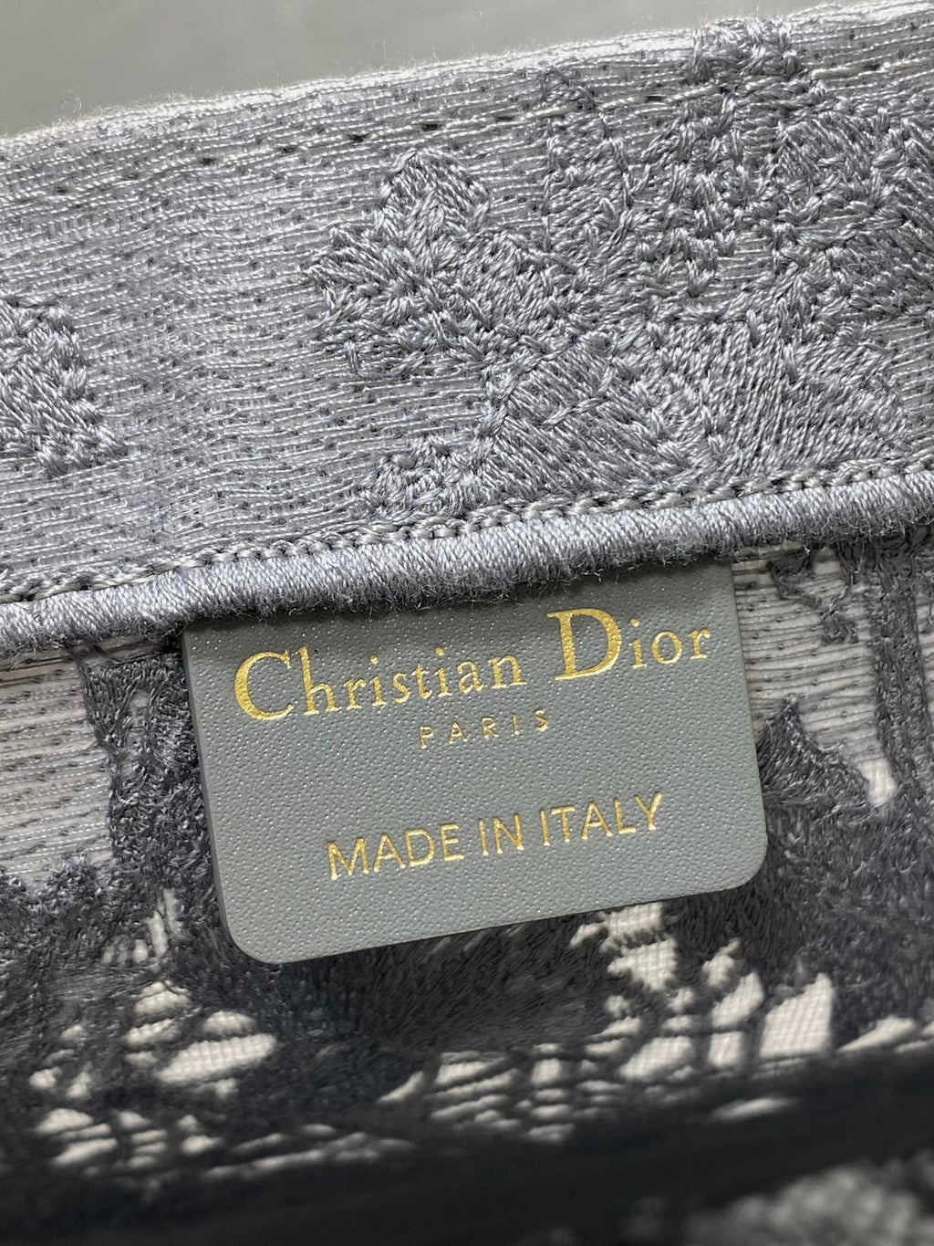 CD Large Dior Book Tote Scotland’s National Flower Pattern Grey Cotton