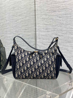 DIOR 25S MEDIUM D-DREAM BAG 24 IN BLUE DIOR OBLIQUE JACQUARD AND SMOOTH CALFSKIN