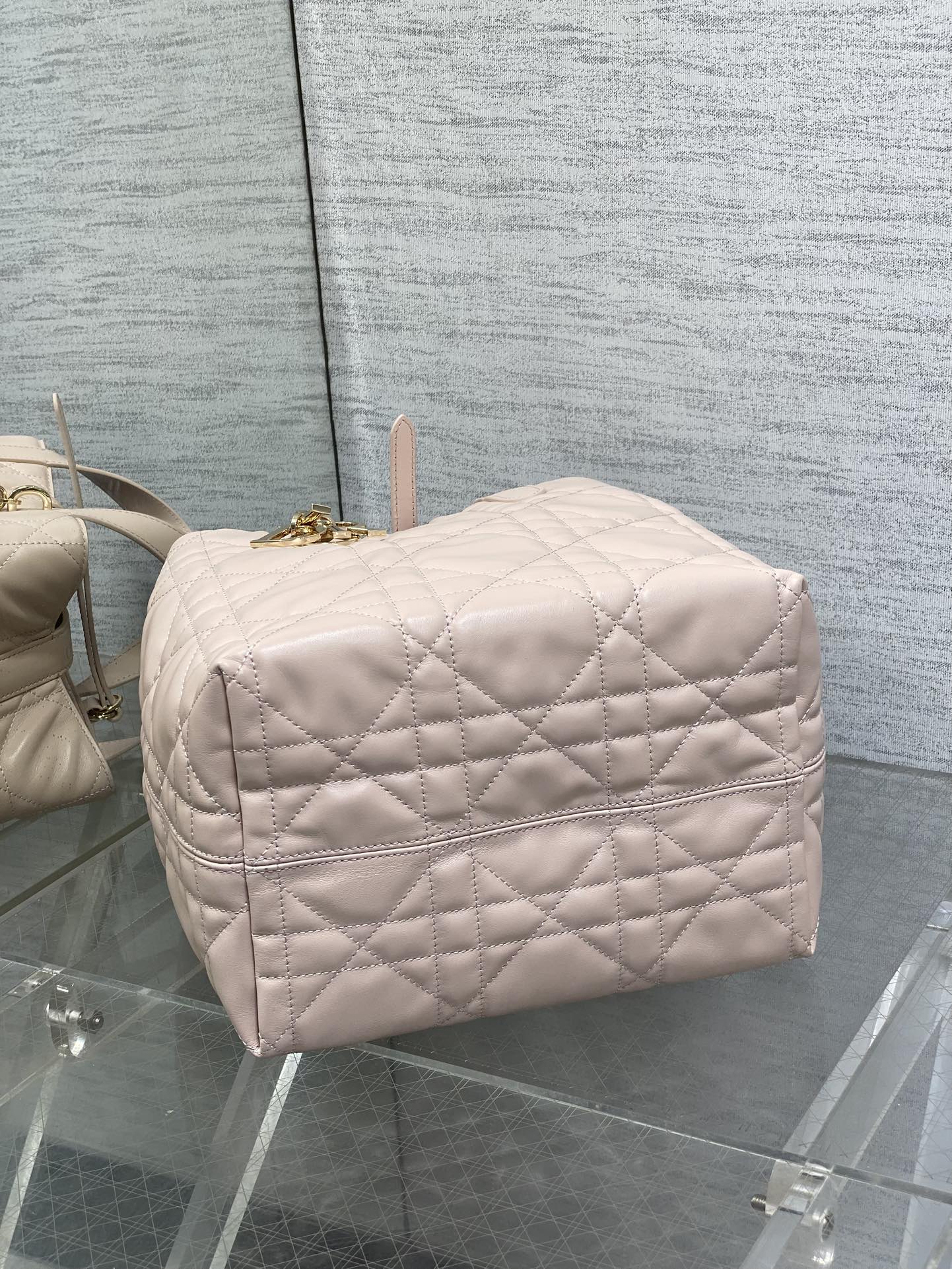 DIOR 25S ALWAYS BAG 22 IN LIGHT PINK MACROCANNAGE CALFSKIN GOLD HARDWARE