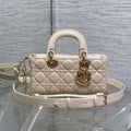 DIOR 25S SMALL LADY D-JOY 22 IN BEIGE LAMBSKIN GOLD HARDWARE